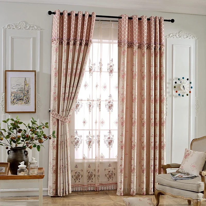 

European Pastoral Jacquard Shade Curtains for Living Dining Room Bedroom.