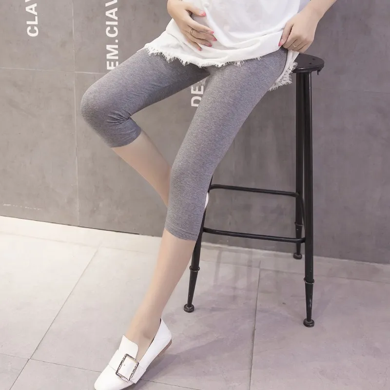 

021 Summer Thin Maternity Capris Legging Slim Skinny Legging Clothes for Pregnant Women Adjustable Belly Pregnancy Short Legging