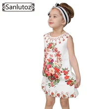 Sanlutoz Girl Dress Flower Kids Clothes 2016 Children Clothing Brand Girls Clothes for Party Holiday Toddler