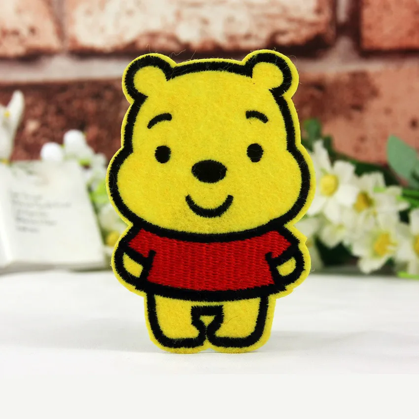

Cartoon Pooh Bear patch Embroidered Iron on patches For clothing Kids Boys Badges Stickers Appliques wholesale