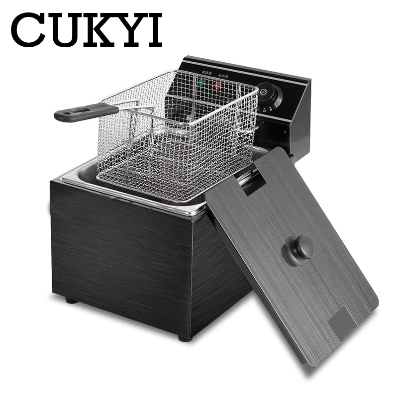 CUKYI 8L Электрический Глубокий Multifunctional многофункциональный коммерческий гриль сковорода прибор для нарезки фри Картофеля Чип/курица фритюрница