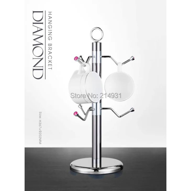 Decorative Stainless Steel Mug Tree Stand Creative Diamond Design