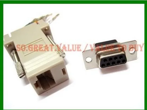 

10pcs RJ45 Female to DB9 RS232 Female F/F com port Modular Adapter EXTENDER New