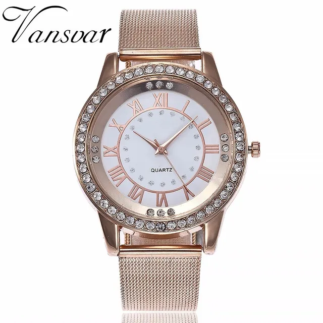 Vansvar Brand Women Rose Gold & Silver Mesh Wristwatches Fashion Casual Women Rh Vansvar Brand Women Rose Gold & Silver Mesh Wristwatches Fashion Casual Women Rh