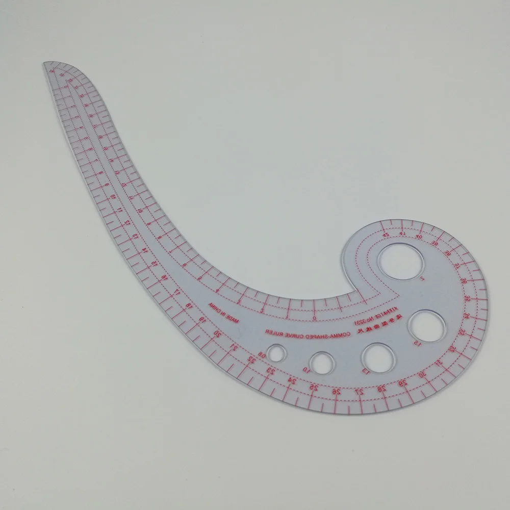Multifunctional Sewing Tools Soft Plastic Comma Shaped Curve Ruler Styling Design Ruler French Curve 30 x 11cm Curve Ruler