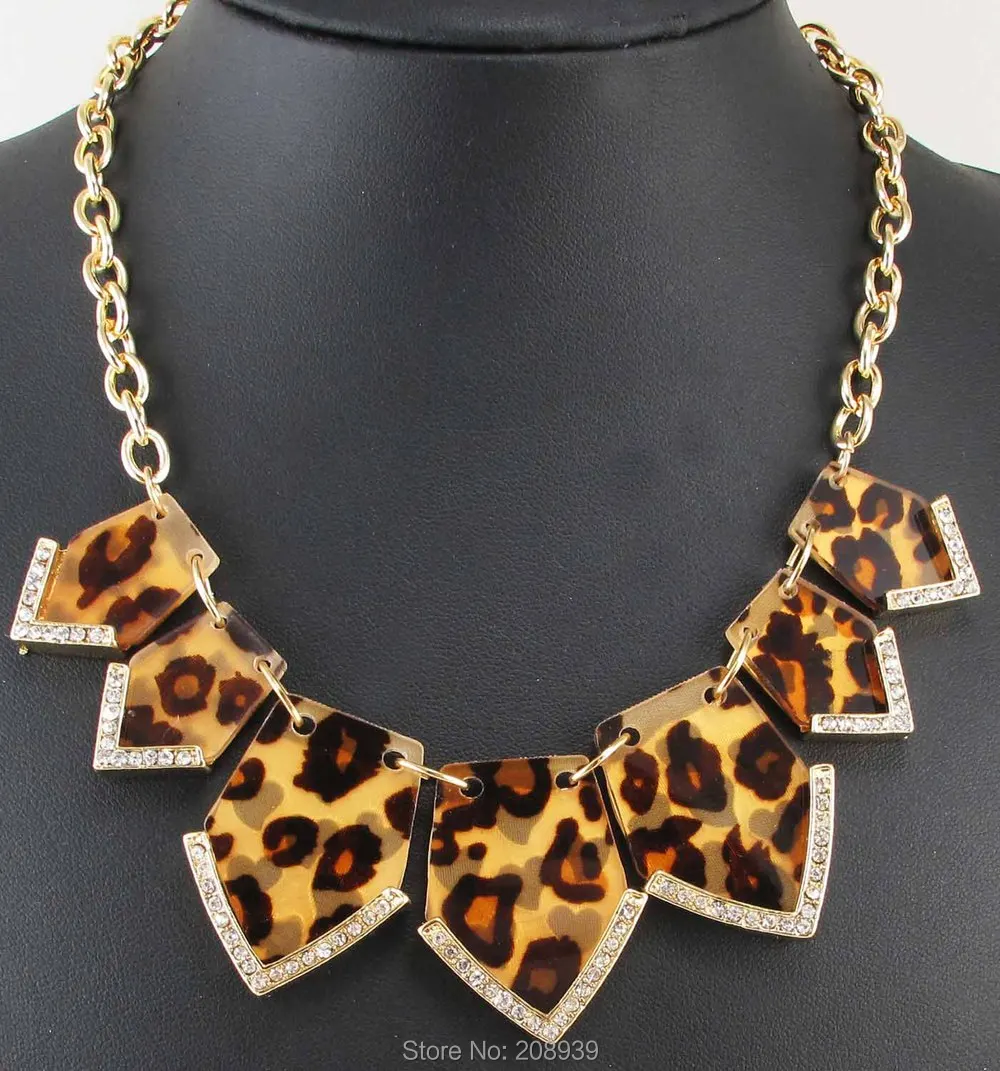 leopard print statement necklace