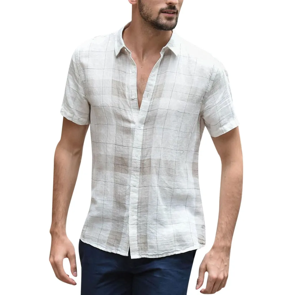 Весенняя новая белая тонкая дышащая льняная рубашка с длинными рукавами, мужская пляжная Повседневная Солнцезащитная хлопковая рубашка