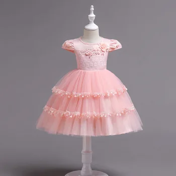 

1-11T Brand Tulle Flower Girl Dress Pink Beige Red Purple Princess Tutu Party Christmas Style Sweet Kid Wedding Dresses Children