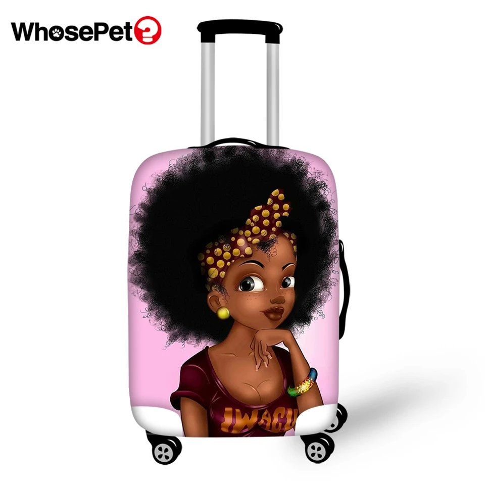 WHOSEPET African Girls Prints Travel Luggage Cover Dust-proof Anti-scratch Suitcase Thick Covers Travel Luggage Protective Cover