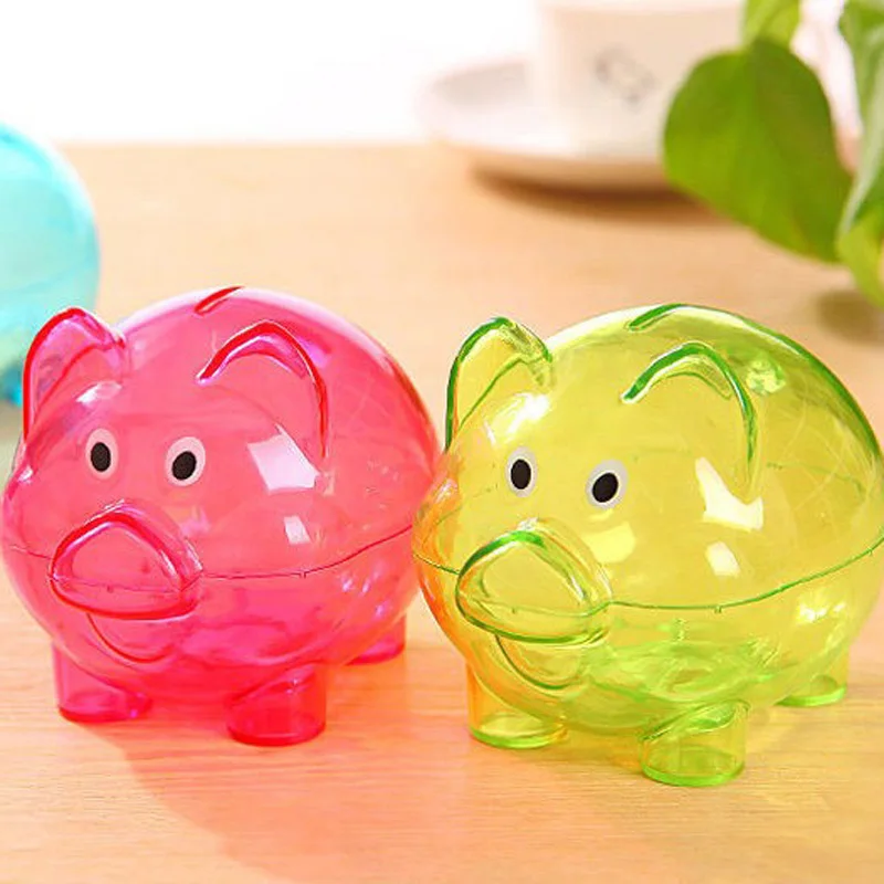 Hot selling Clear PIGGY Bank Coin Money Plastic Cash Safe Box Kid Pig Toy Giftin Money Boxes