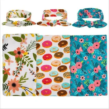 

2Pcs/Set Autumn Children Clothing Accessories Soft Muslin Newborn Baby Boy Girl Bath Bedding Blanket Towel+Headband Wrap Swaddle