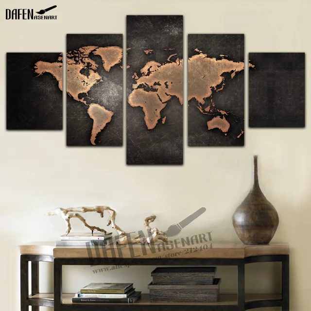 5 Pieces Buddha Canvas Wall Art Vintage Black World Map Print ... 5 Pieces Buddha Canvas Wall Art Vintage Black World Map Print ...