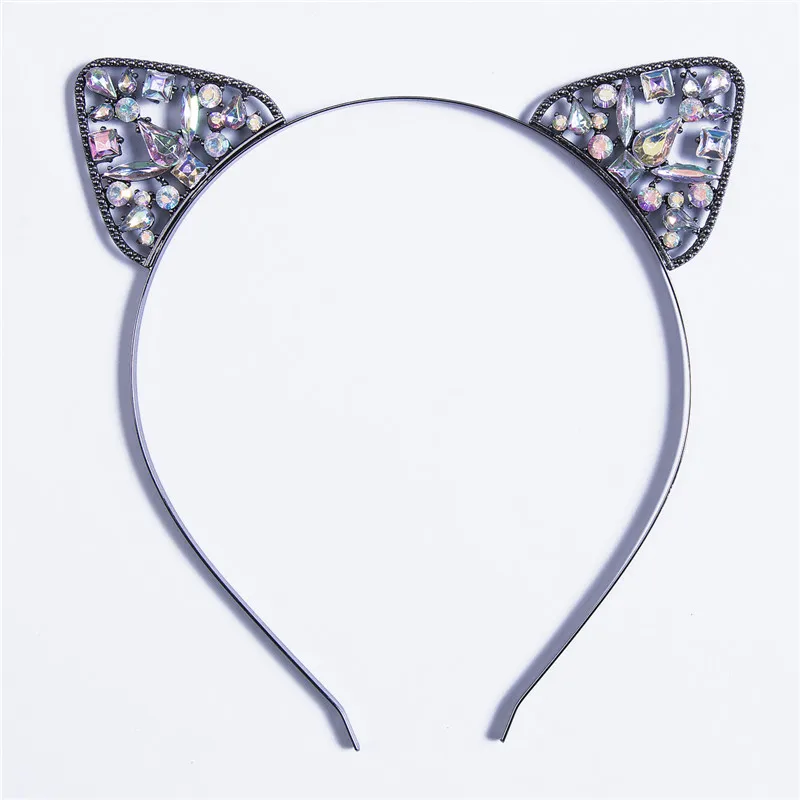 

Girls' Cat Ears Headbands Metal Rhinestone Tiara Princess Alloy Animal Hair Band Parties Hoop Accessories Boho Headwear Kids Hot