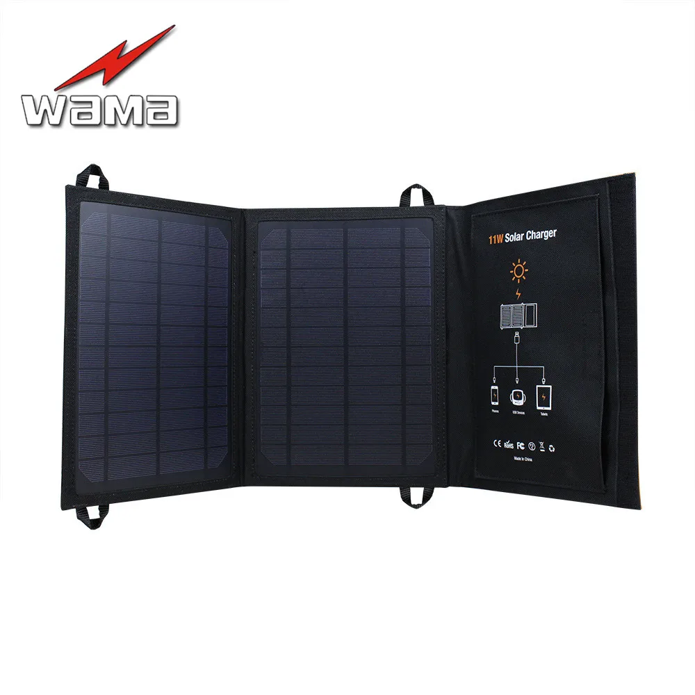 Cheap Offer for  1x Wama 11W Solar Panels Battery Charger for Mobile Phone 18650 Batteries Power Bank USB Outdoors W