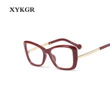 XYKGR Модные металлические ремесленные очки «кошачий глаз» оправа Женская трендовая оптическая оправа для компьютерных очков ретро дикие женские очки в черной оправе