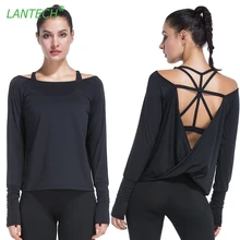 LANTECH Для женщин Спортивная футболка для занятий йогой Спортивная одежда для бега Обучение Фитнес тренировки рубашка Run кофты с длинным рукавом
