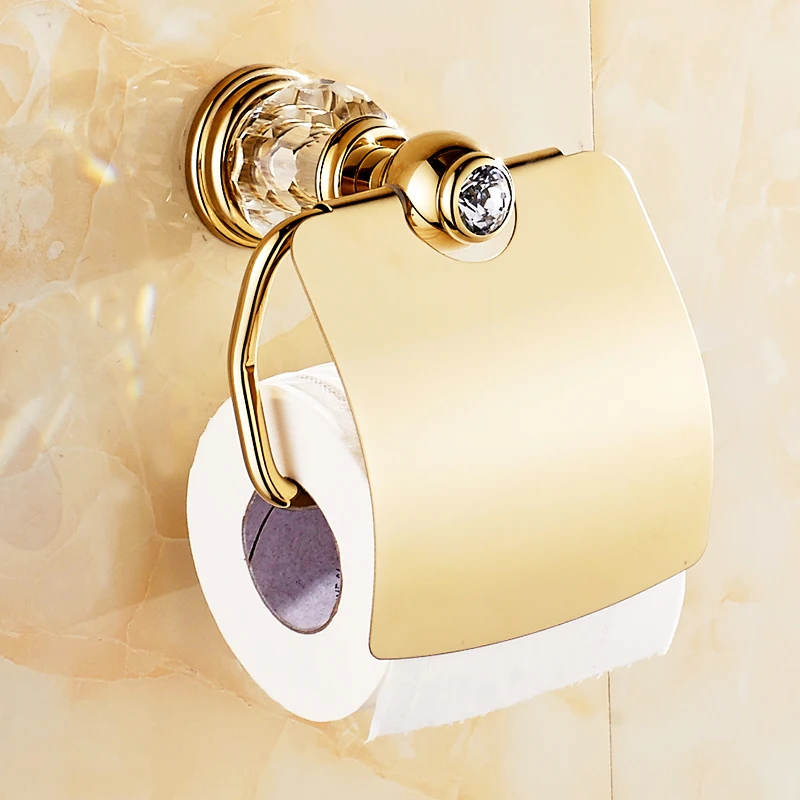 Billig Luxus Gold Kristall Badezimmer Zubehör Set Messing Europäischen Bad Hardware Set Zahnbürste Halter Metall Dusche Rack Korb