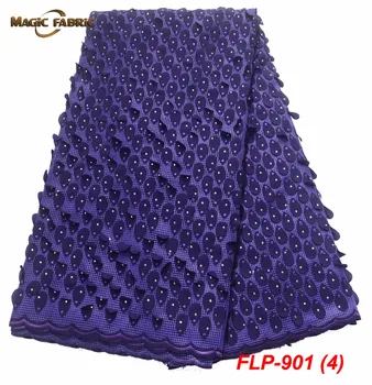 

Fashion Nigerian Wedding Lace Materials Lace Fabric High Quality African Lace Fabric On Sale Beads Lace Fabric FLP-901