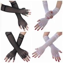 1 пара,, женские сексуальные перчатки, длинные локоть, половина пальца, сетчатые без пальцев, панк, перчатки невесты, модные аксессуары для сцены CWW9193