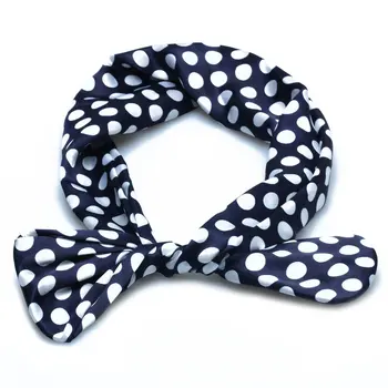 

Lady Hair Head Band Wrap Scarf Headband Navy Blue Polka Dots Hot