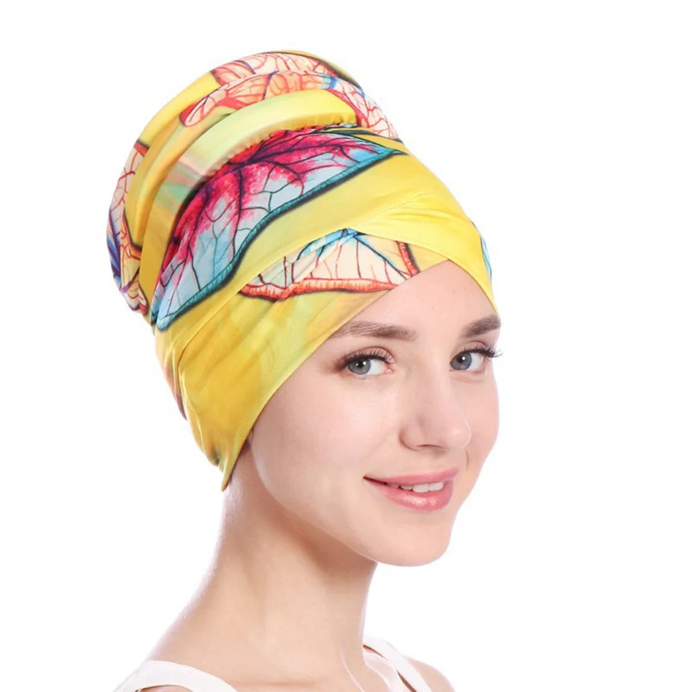 

Print Cotton Women Turban Disk Cancer Chmeo Hat for Lady Hat Indian Style Muslim Thin Head Beanie Winter