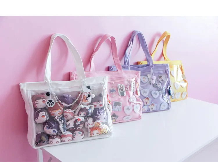 

Transparent shoulder bag ita Bag Canvas Handbag Japanese for Dango Badge Show Only Bag, no decorates +Track