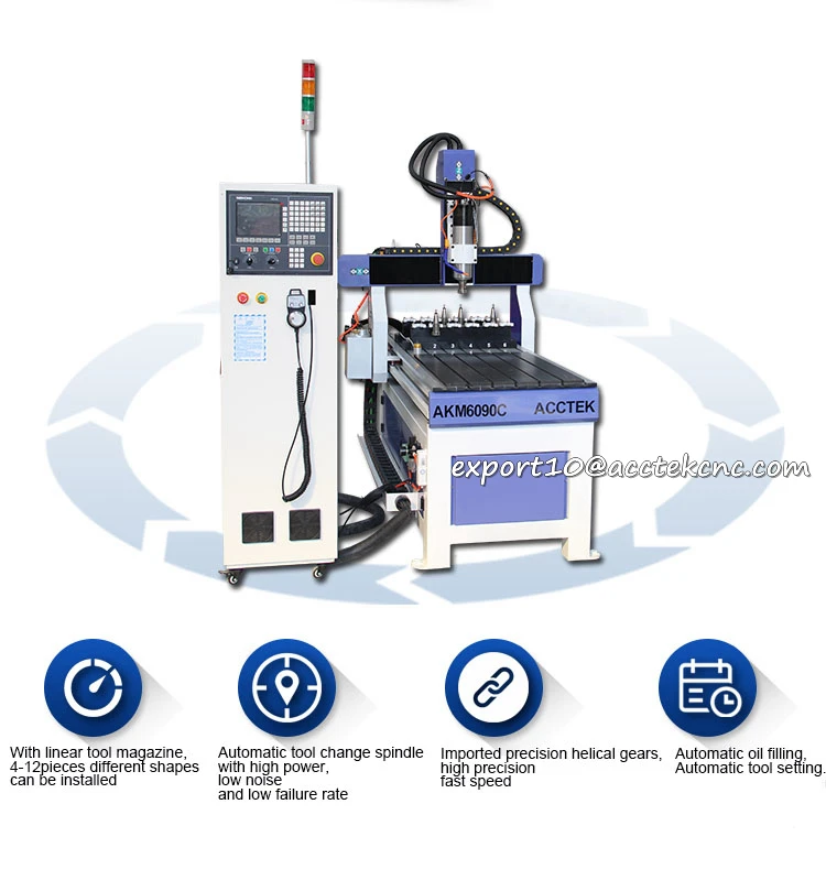 

automatic wood cutting machine atc cnc router 6090 with Taiwan motor