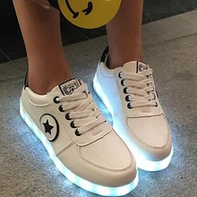 7 colors LED shoes luminous lovers fashion Women USB Charge light up shoes for adults glowing flats Women shoes size 35-44