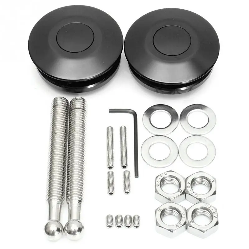 

Car Universal Lock Clip Push Button Billet Hood Pins Quick Latch Bonnet Black Latch Mechanisms Retaining Rings Screw Nut Set