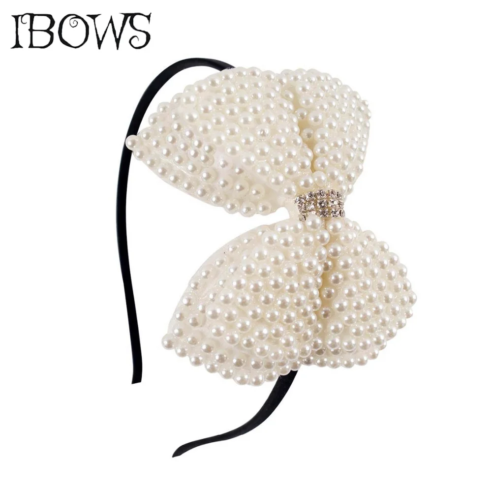 

Boutique Pearl Hair Bows Hairband Sweet Girls White Rhinestone Alligator Clip For Girls Hair Accessories