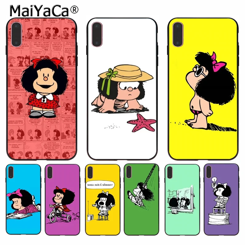 

MaiYaCa Mafalda Smart Cover Black Soft Shell Phone Case for Apple iPhone 8 7 6 6S Plus X XS MAX 5 5S SE XR Cellphones