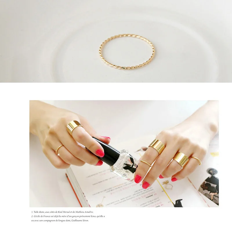 

Two Colors - Gold and Silver Fashion Simple Twist Fine Screw Thread Opening Adjustable Ring for Women's Jewelry