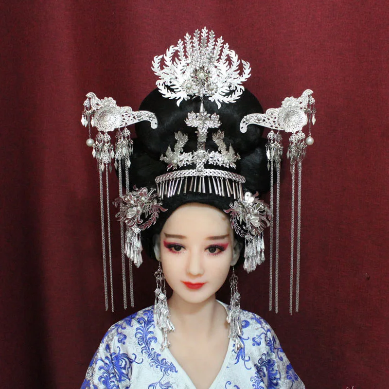 Silver Hair Accessories Chinese Minority Miao Group Hair Tiara Princess Empress Hair Tiara Hair Accessories
