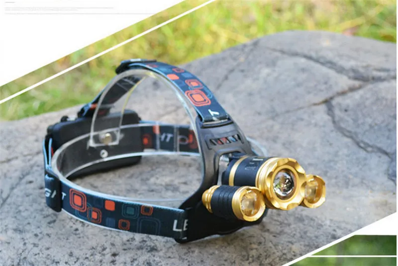 JEANIGHT 3 LED Headlamp XML T6 8000LM Headlight frontale Flashlight 4 Mode Torch Lights with Car Charger With 18650 Battery (16)