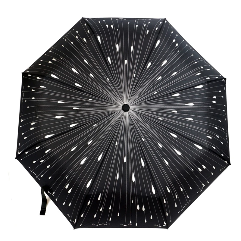 

Creative Meteor Fully Automatic Umbrella Fashion Black 3 Folding Sun Umbrella Rain Women Men Umbrella Windproof Large Parasol