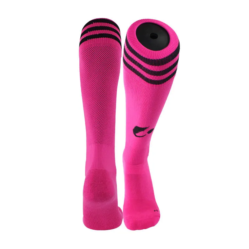 Футбольные носки brotock, длинные хлопковые нейлоновые быстросохнущие носки, полосатые толстые новые нескользящие спортивные носки, носки для мужчин - Цвет: Happy Rose Black