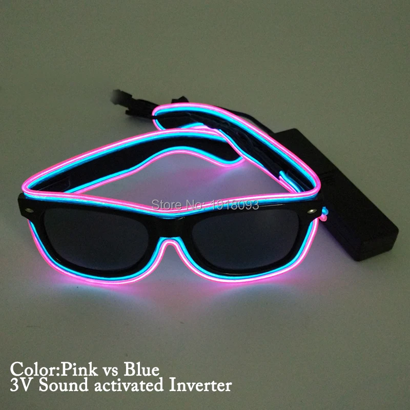 5 штук двойного освещения Цвет блестящих EL провода очки с темными придают новые очки праздник освещения украшения поставки