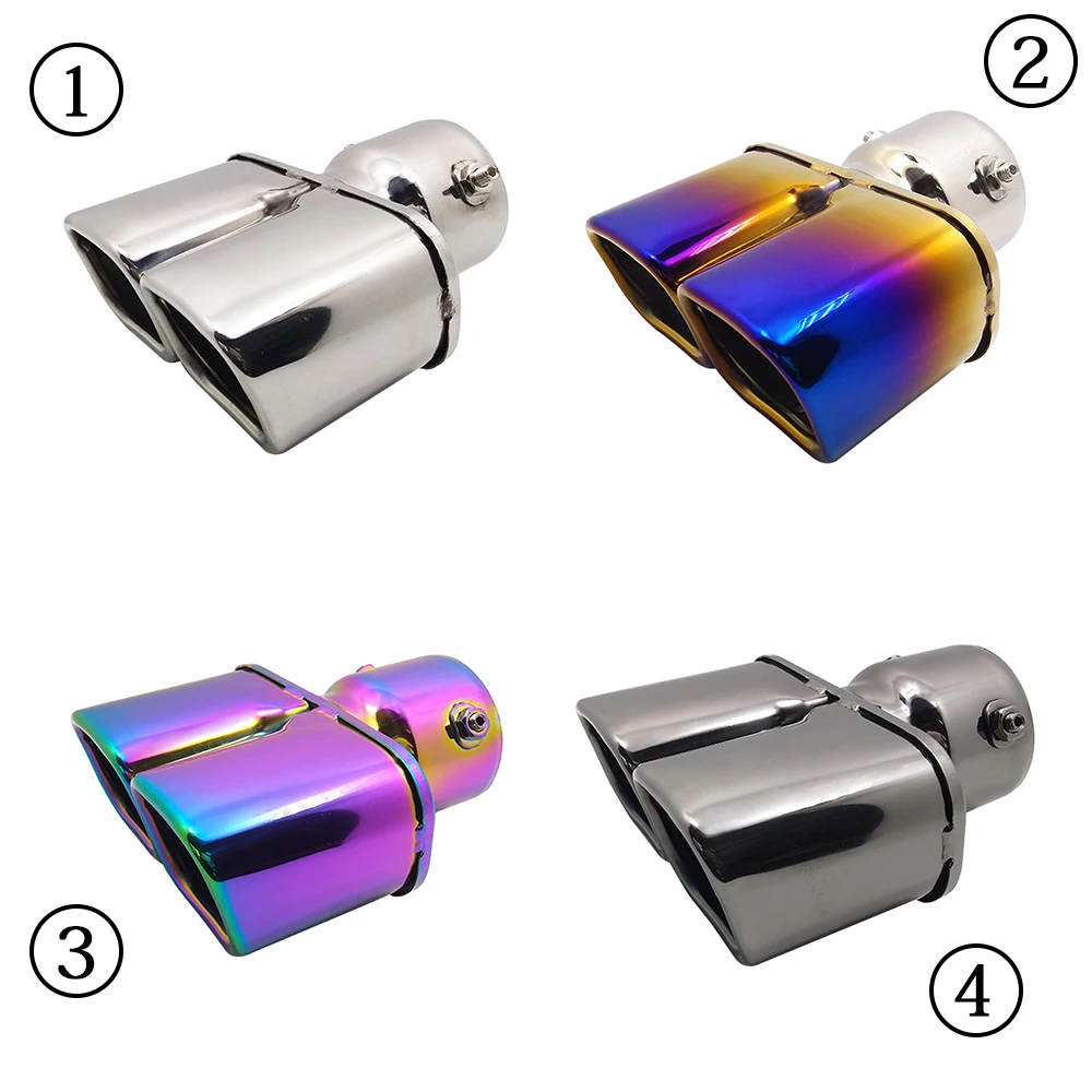 

Car Auto Round Exhaust Muffler Tip Stainless Steel Exhause 1 to 2 Dual Pipe Chrome Trim Modified Car Rear Tail Throat Liner