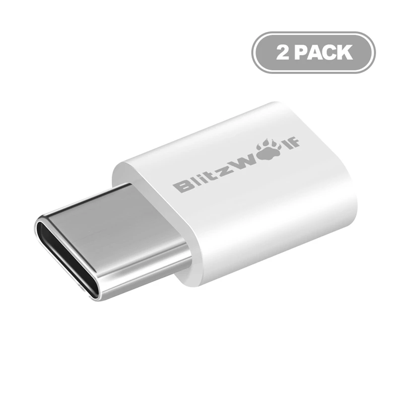 BlitzWolf BW-A2, 2 шт./лот, Micro USB для usb type-C, USB C, адаптер для мужчин и женщин, преобразующий разъем для Xiaomi, для телефонов huawei