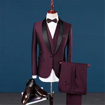 

2018 New Arrived Fashion Men Suits Brand Clothing High Quality Luxury Wedding Dress Formal Prom Suits Mens (Vest+Coat+Pants)