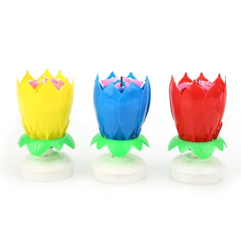 

ABS Lotus Flowers Candle Lamp Musical Candles Dual Layers Red/Yellow/Blue