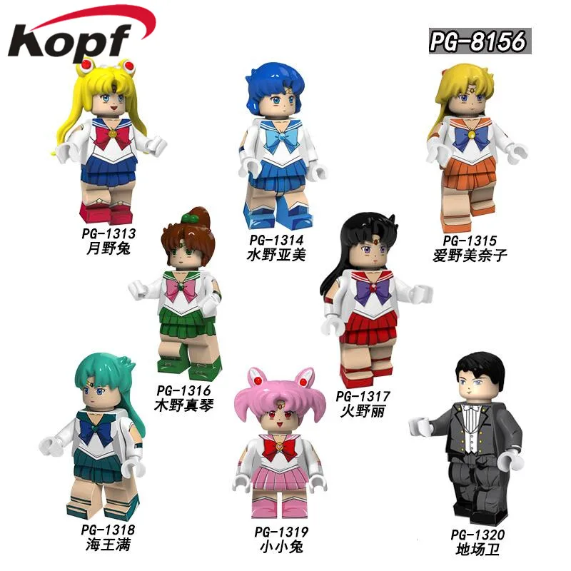 

Single Sailor Moon Building Blocks Bricks Action Figures Dolls Month Hare Mizuno Ami Muye Zhenqin Kids Toys For Children PG8156