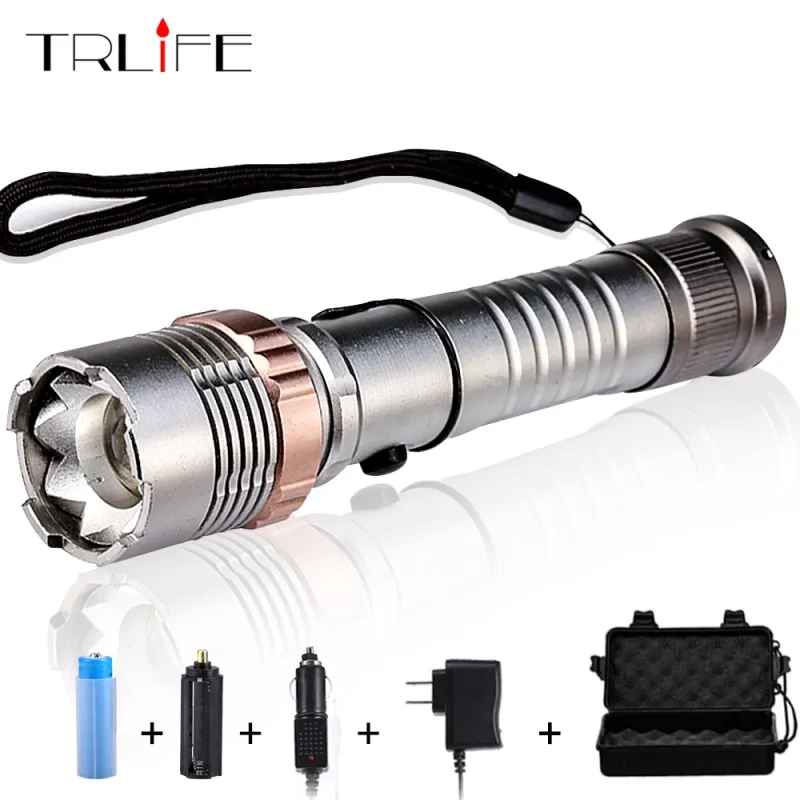 

LED Flashlight Lotus Attack Head 5 Light Modes Zoomable Focus High Powered Tactical Torch Waterproof Resistant Outdoor Hand held