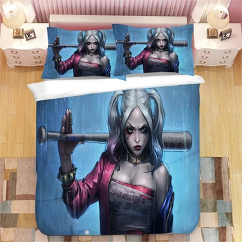 

Suicide Squad Bedding Set 3D Print Comic Harly Quinn Duvet Cover Set Cartoon Character Bed Linen Set 3PCS AU/US/EU Size Bed Set