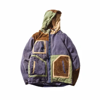 

Men Parkas 2017 New Arrival Brand Winter Jacket Men Fashion Thick Slim Casual Corduroy Splice Color Coat High Quality