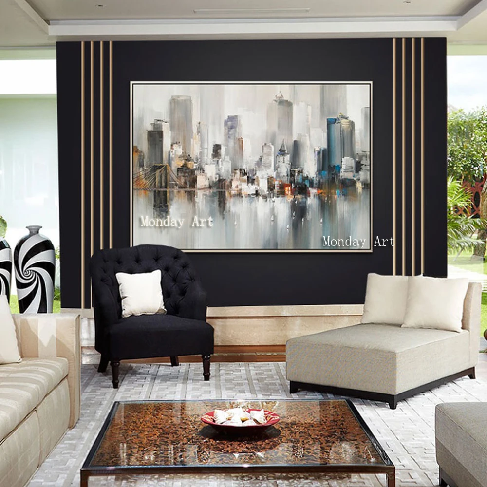 Hand-Palette-Knife-Painting-Art-Oil-Painting-On-Canvas-Abstract-Landscape-European-Building-Picture-Painting-Home (2)