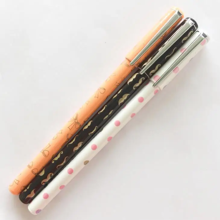 3 шт./компл. милые 0,5 мм элегантные борода бант в горошек Гелевые Ручки Ручка-роллер канцелярские принадлежности для школьных канцелярских товаров синие чернила