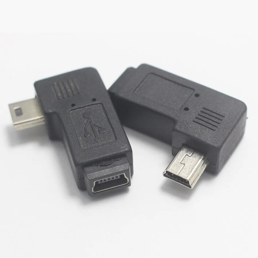 1 шт. 90 градусов левый и правый угловой мини-usb 5-контактный разъем для Micro USB Мужской адаптер для синхронизации данных разъем Micro USB для мини-usb разъем