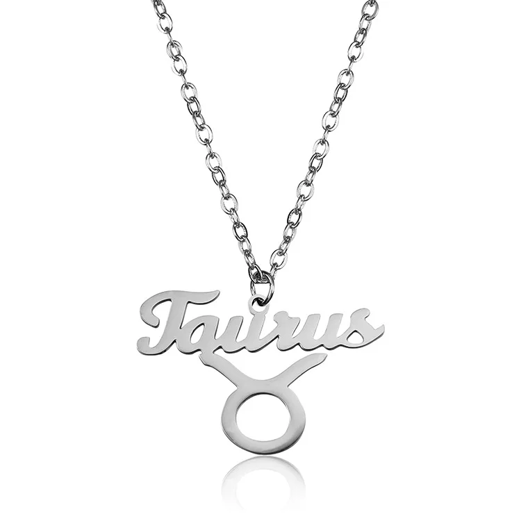 

Letter Taurus Stainless Steel Zodiac Necklace Sign Constellation Signs Pendant Necklaces For Women 12 Constellation Jewelry