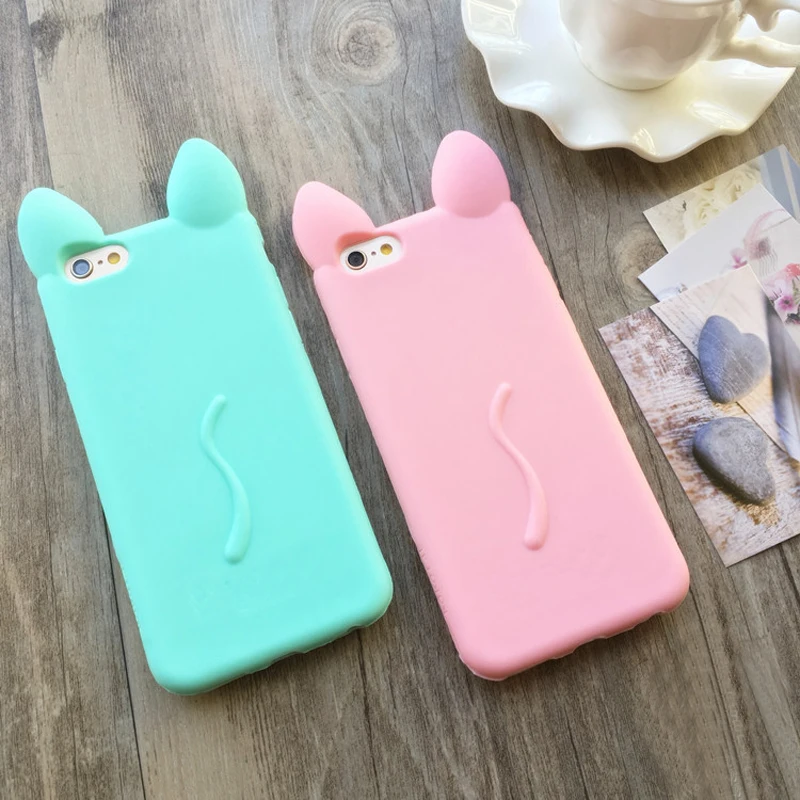Мультфильм 3D kawaii милые кошачьи уши чехол Чехлы для Apple IPhone 4 4S ухо Мягкий